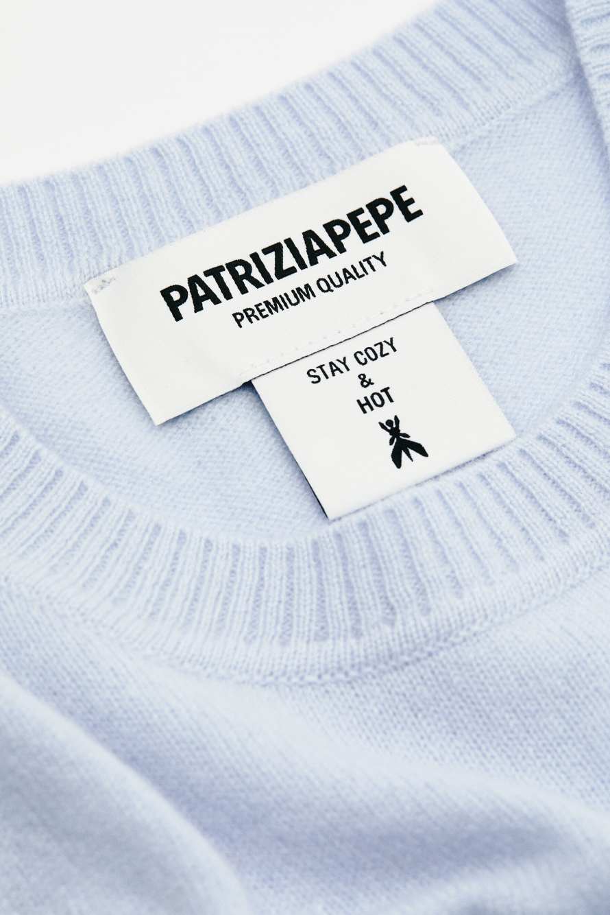 Crew neck cashmere sweater, Blue, Patrizia Pepe