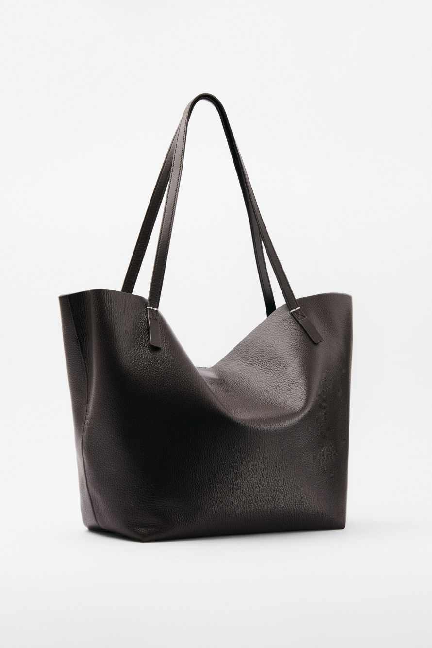 Never Complete shopping bag in hammered leather, Brown, Patrizia Pepe
