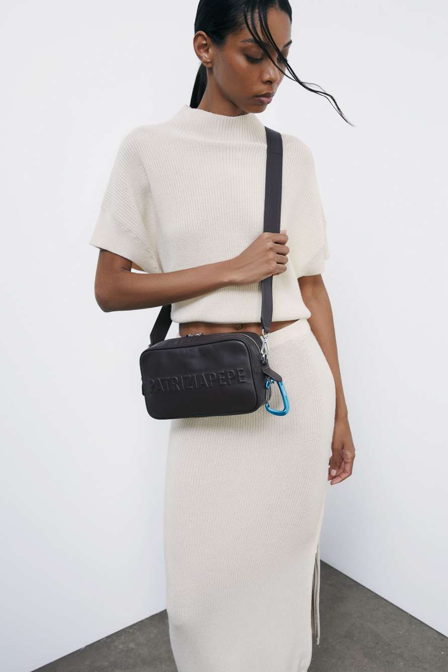 Leather (IM)PERFECTION Leather Camera Case, Brown, Patrizia Pepe