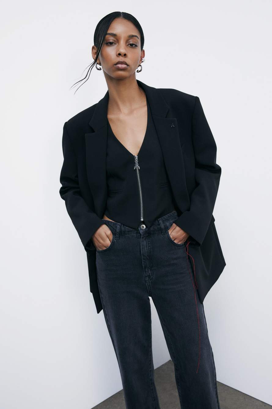 "ESSENTIAL" tailored vest with zipper, Black, Patrizia Pepe