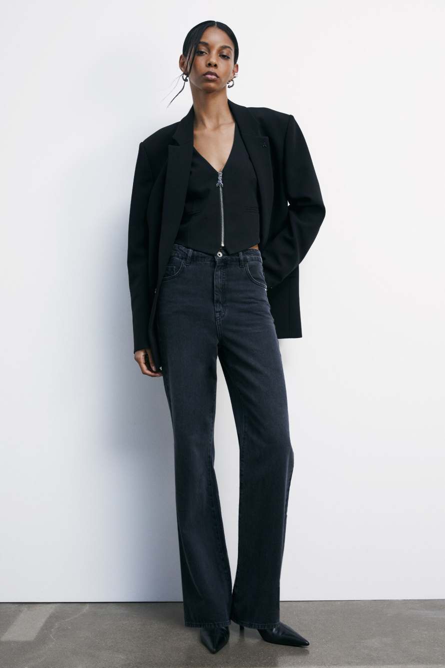 "ESSENTIAL" tailored vest with zipper, Black, Patrizia Pepe