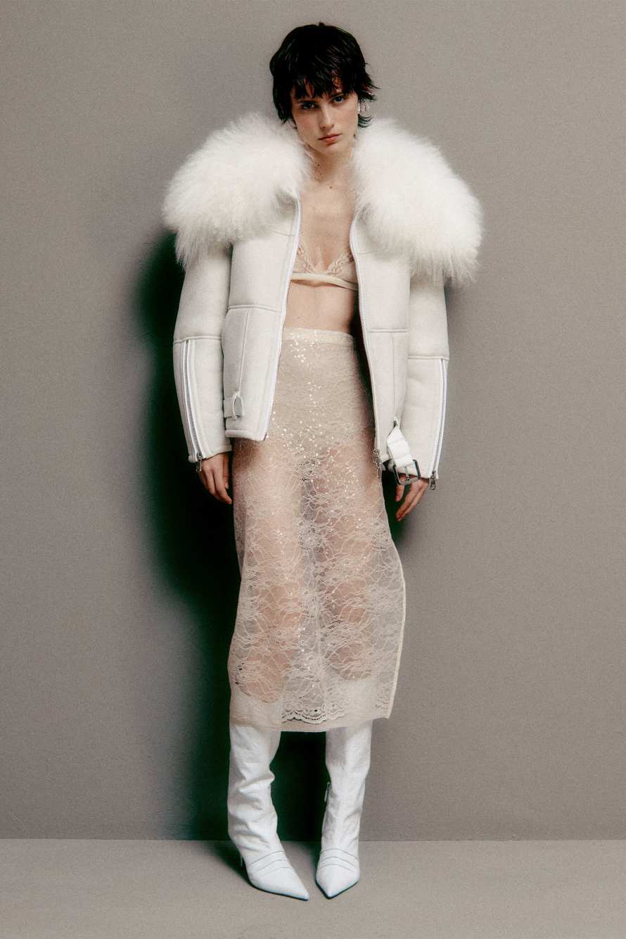 Long-sleeved lace top with sequins, White, Patrizia Pepe