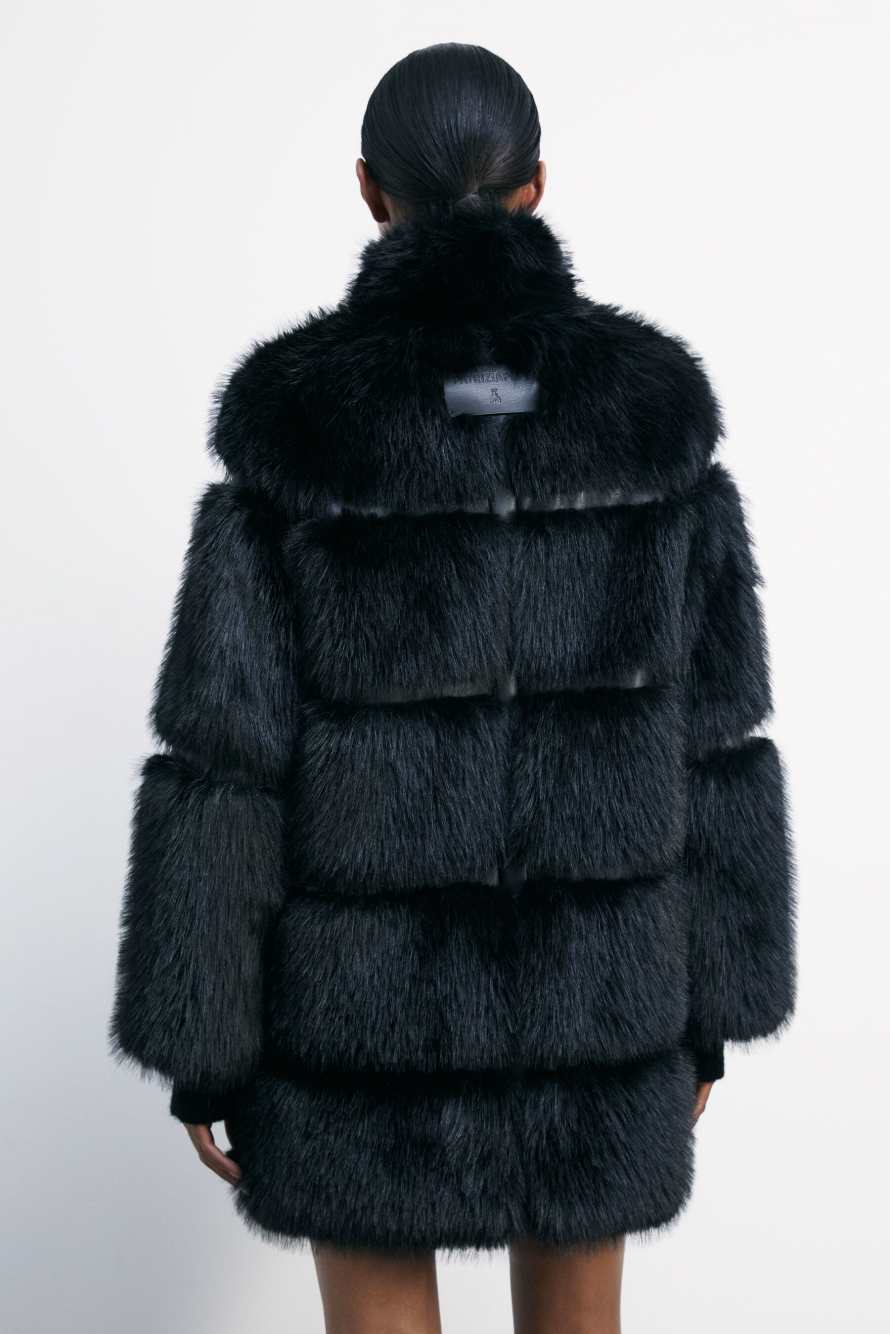 Куртка-миди с ворсом, Черный, Patrizia Pepe