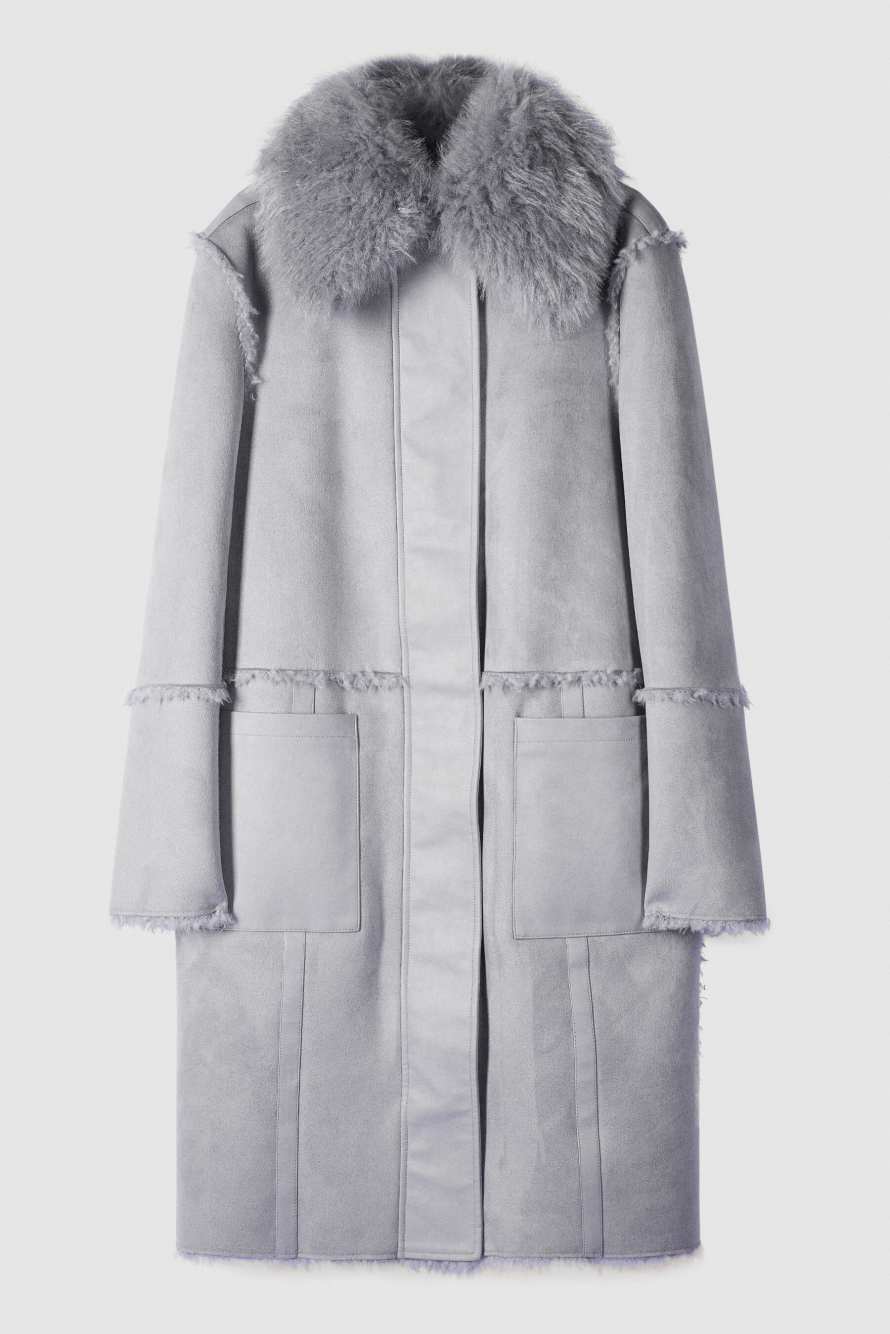 Двустороннее пальто с ворсом, Серый, Patrizia Pepe