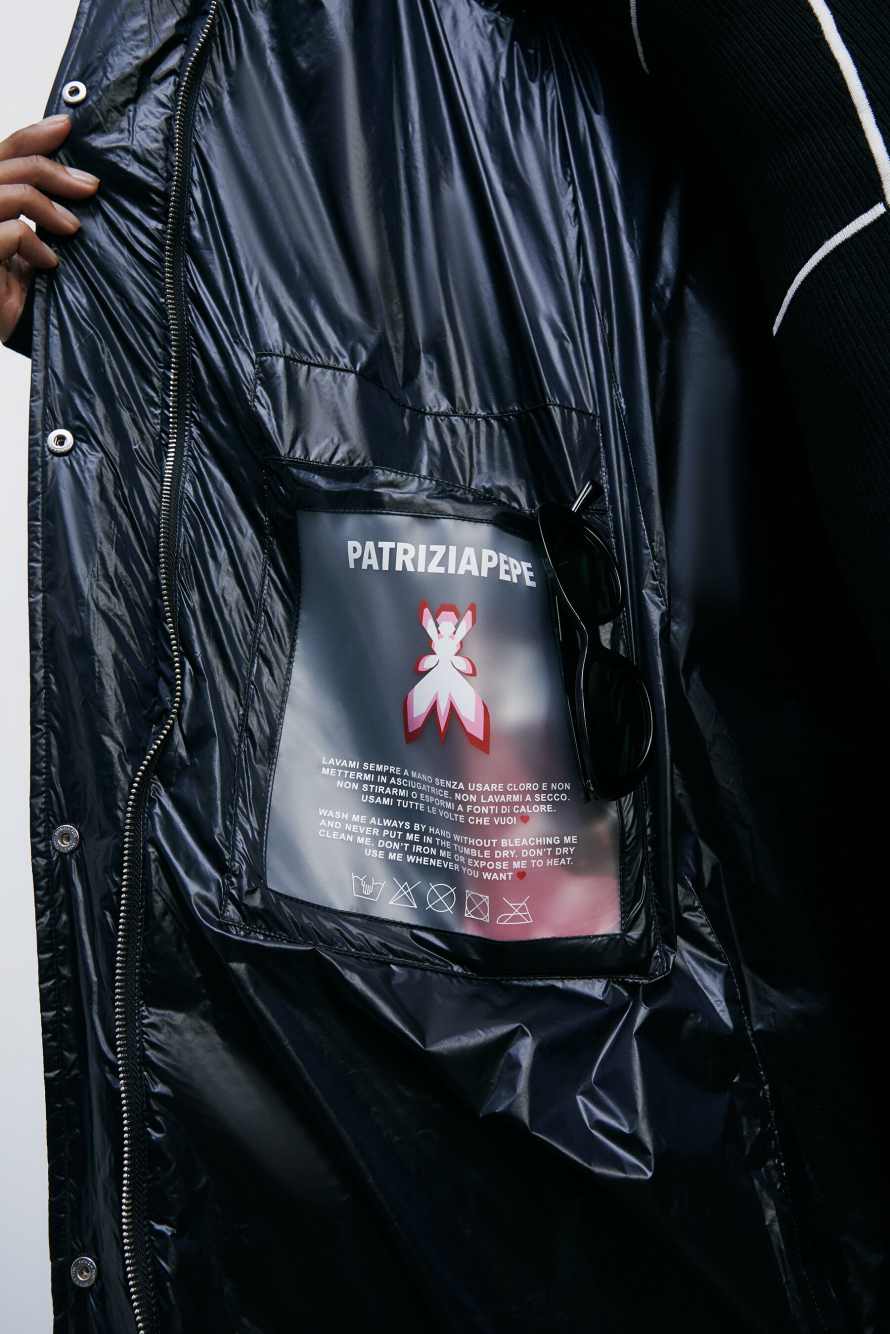 Длинный пуховик с капюшоном, Черный, Patrizia Pepe