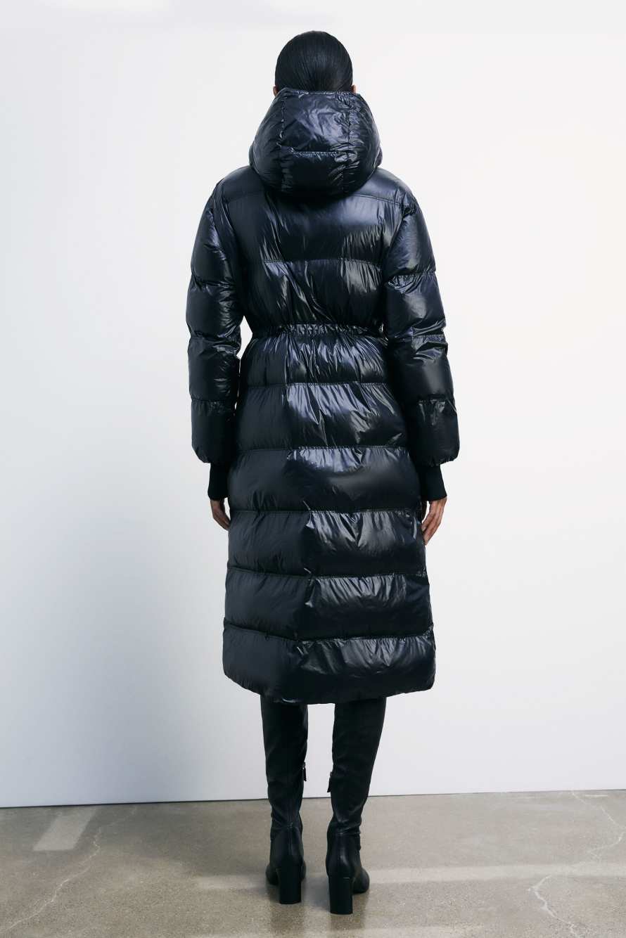 Длинный пуховик с капюшоном, Черный, Patrizia Pepe