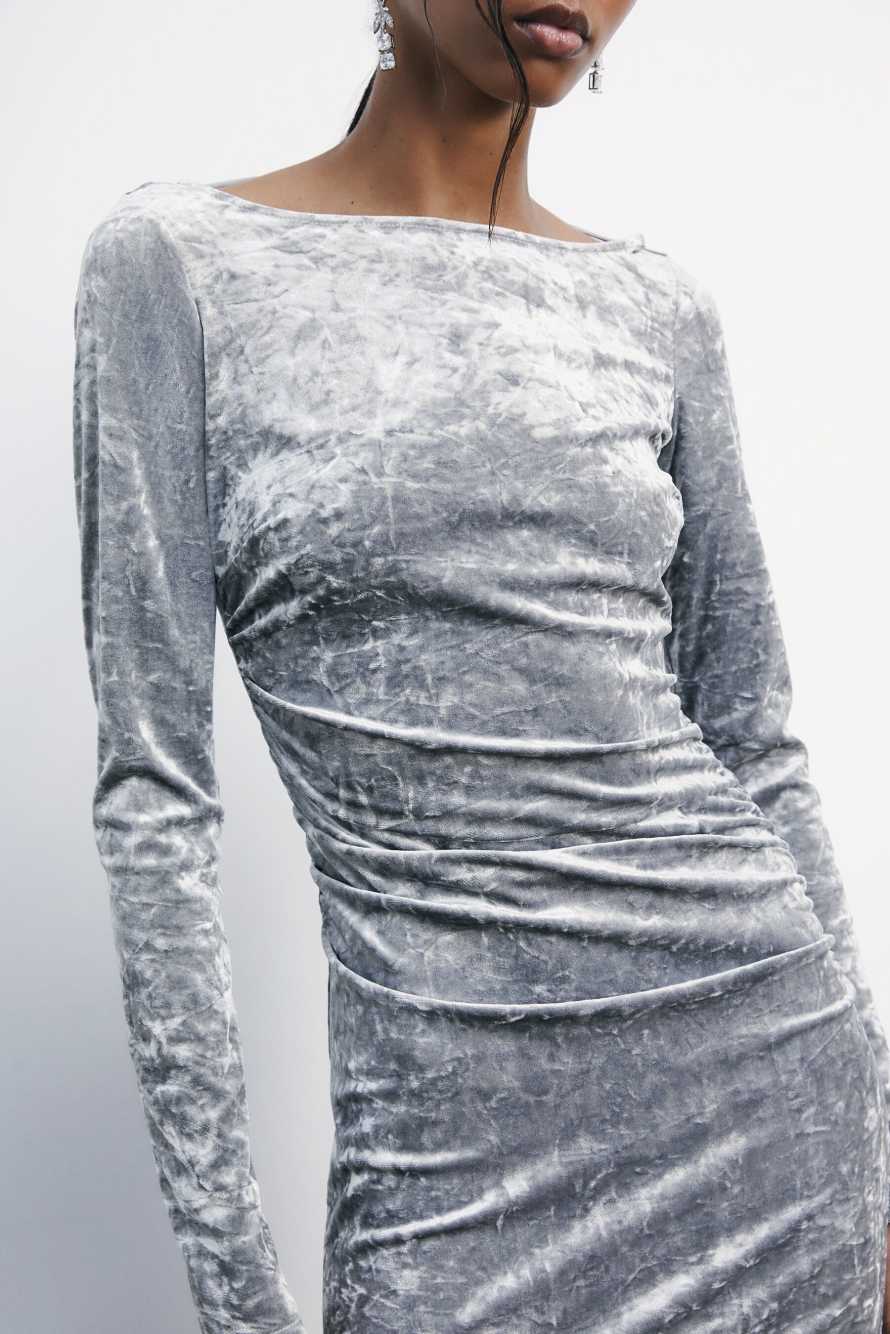 Мини-платье "ESSENTIAL" из бархата, Серый, Patrizia Pepe