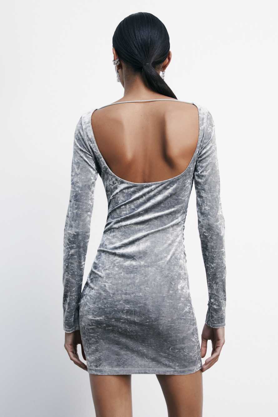 Мини-платье "ESSENTIAL" из бархата, Серый, Patrizia Pepe