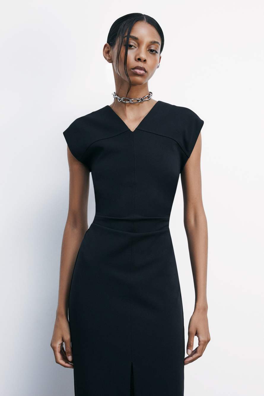 Платье-футляр средней длины без рукавов, Черный, Patrizia Pepe