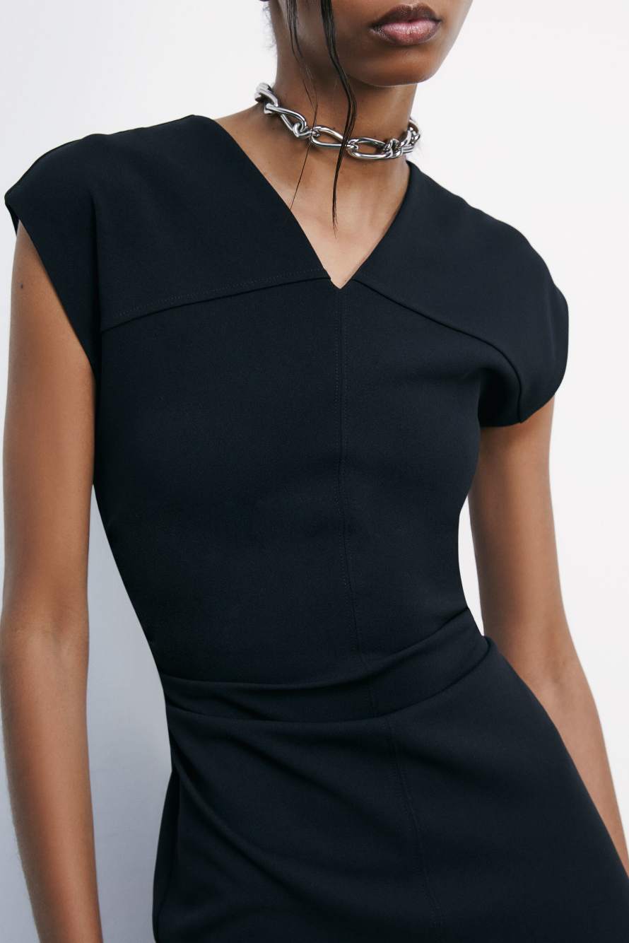 Платье-футляр средней длины без рукавов, Черный, Patrizia Pepe