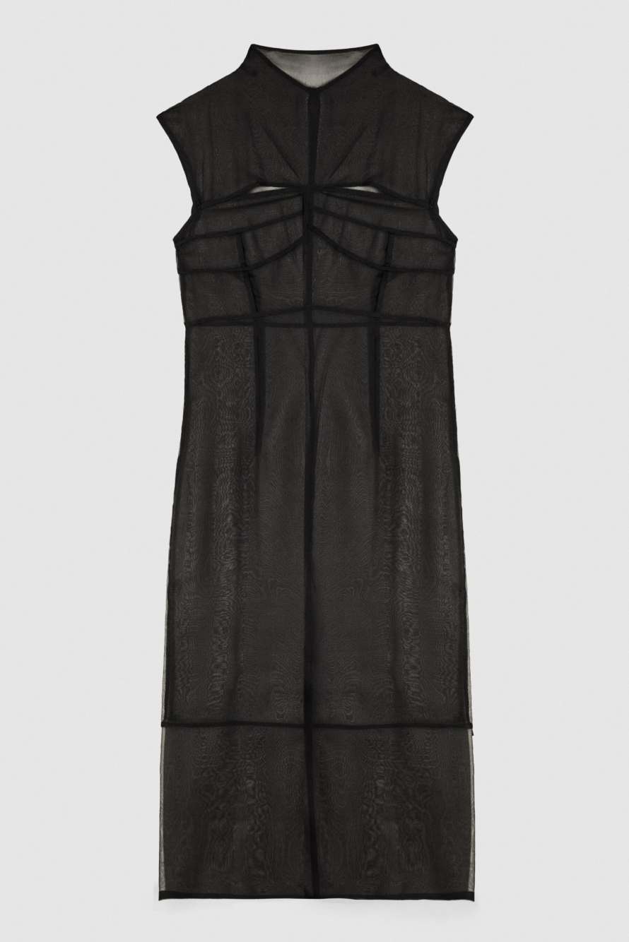 Прозрачное миди-платье из шелка, Черный, Patrizia Pepe