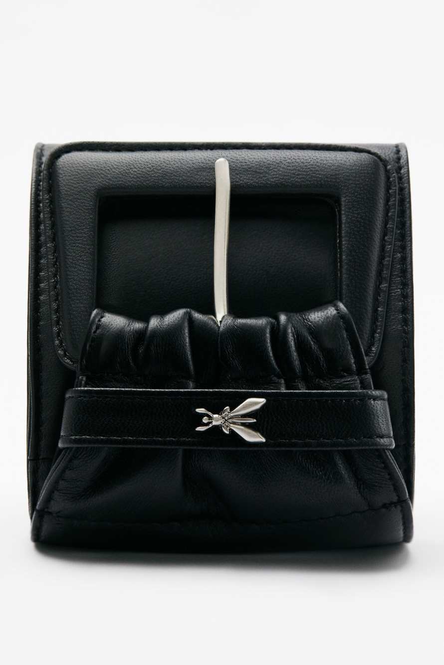 High-waisted belt in soft leather, Black, Patrizia Pepe