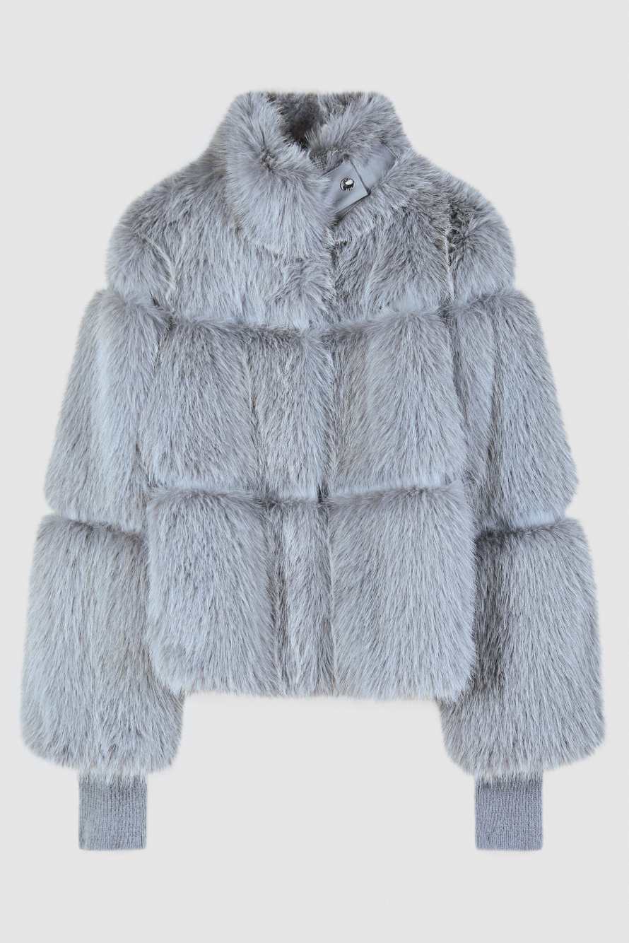 Короткая куртка с ворсом, Серый, Patrizia Pepe