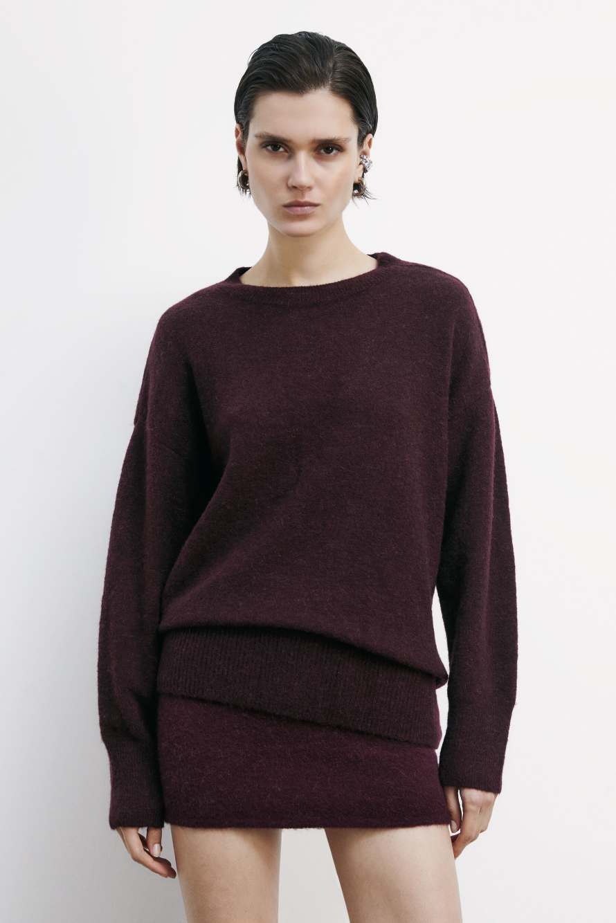 Мягкий джемпер с круглым вырезом горловины, Bordeaux, Patrizia Pepe