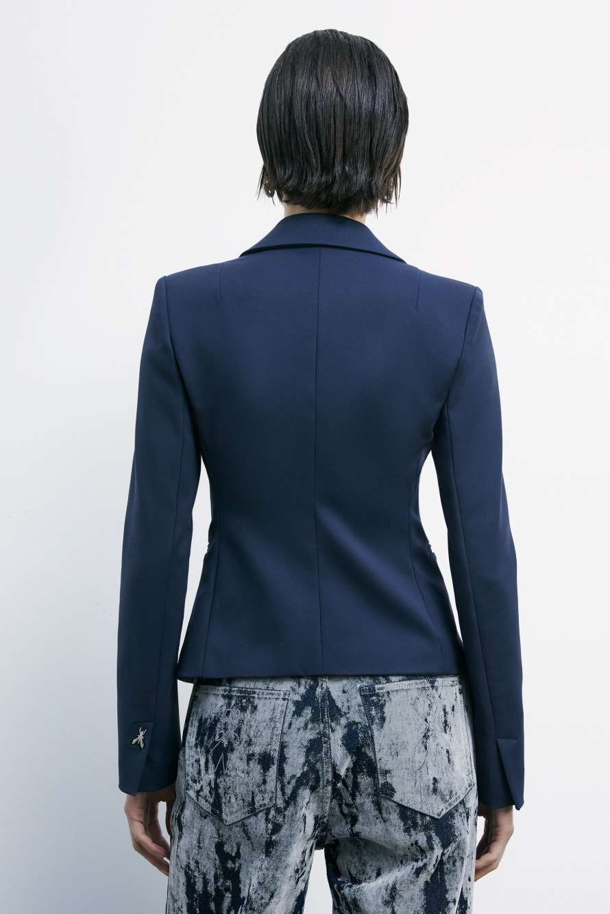 2-button slim jacket, Blue, Patrizia Pepe