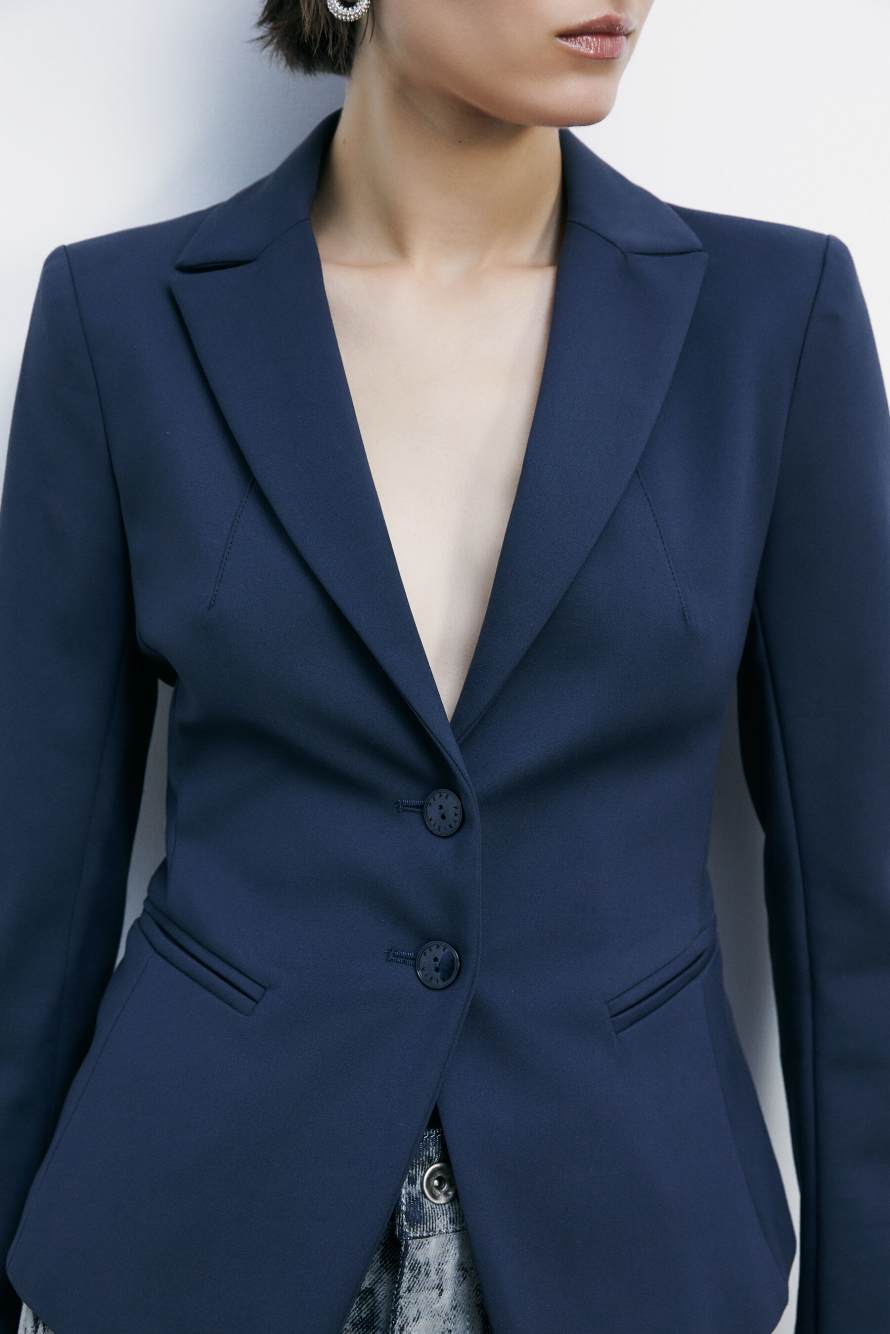 2-button slim jacket, Blue, Patrizia Pepe