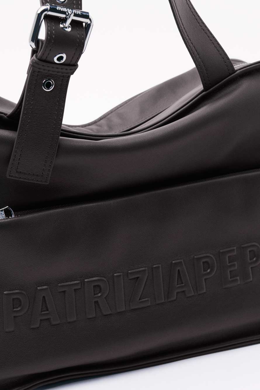 (IM)PERFECTION shopping bag in leather, Brown, Patrizia Pepe