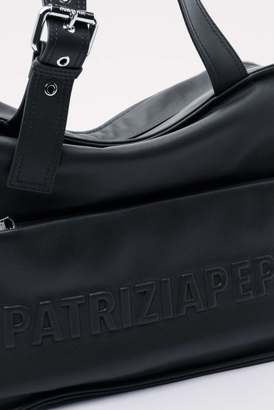(IM)PERFECTION shopping bag in leather, Black, Patrizia Pepe