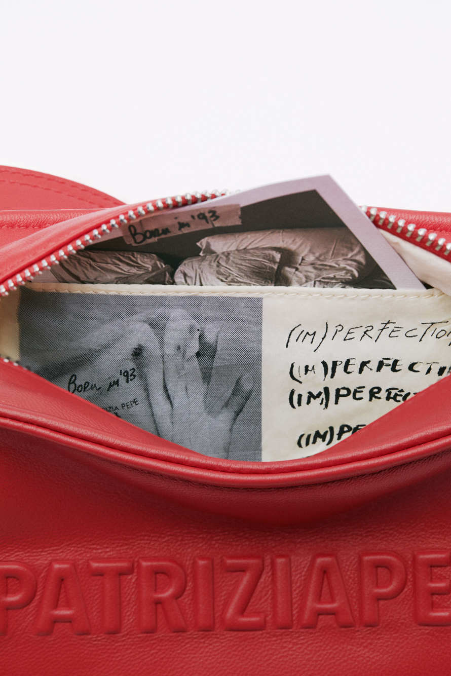 (IM)PERFECTION mini leather crossbody bag, Red, Patrizia Pepe