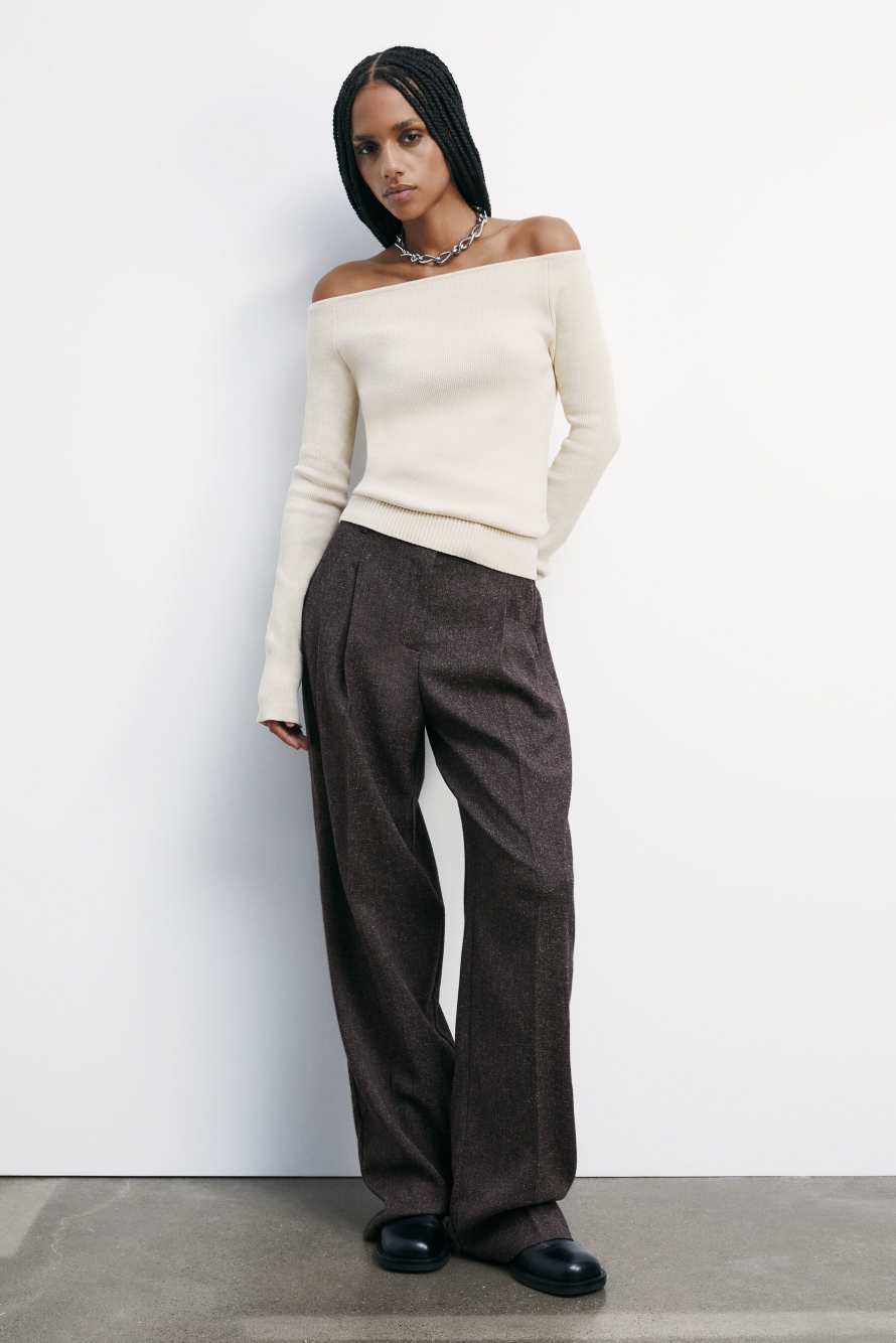 Soft wide neckline sweater, White, Patrizia Pepe