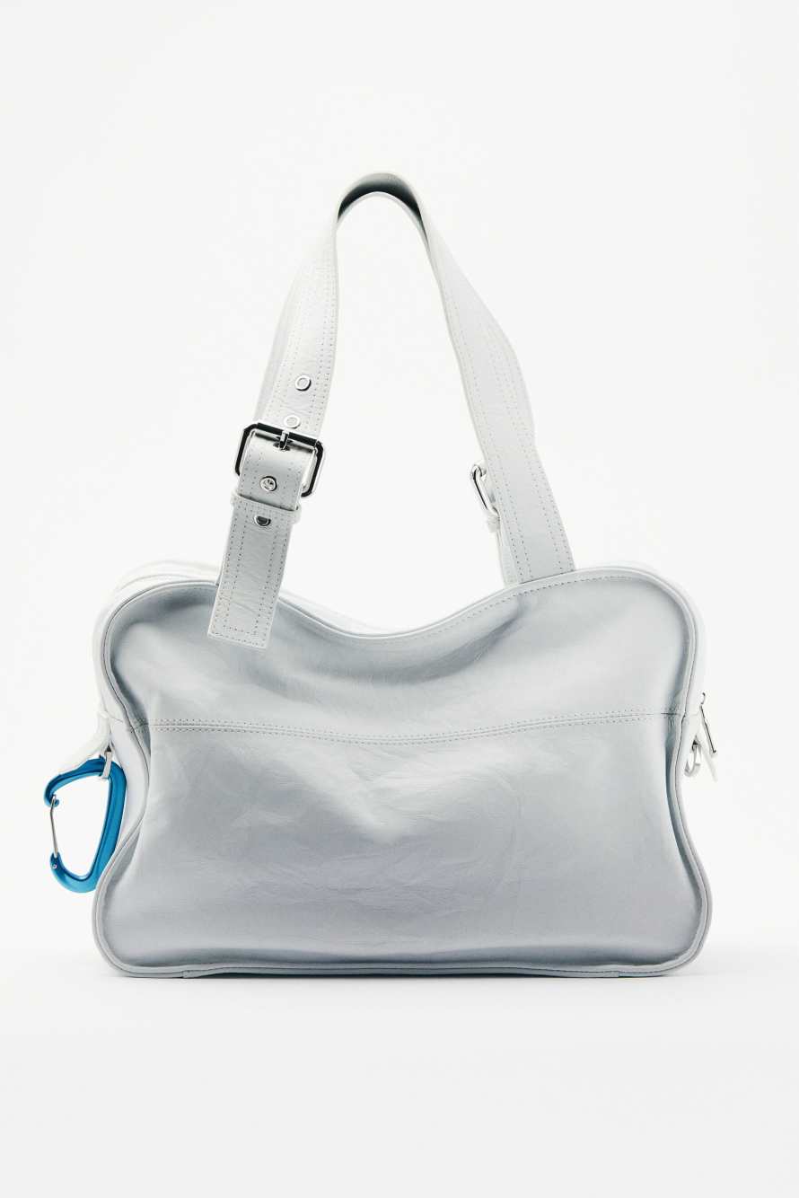 (IM)PERFECTION shopping bag in crinkle leather, White, Patrizia Pepe