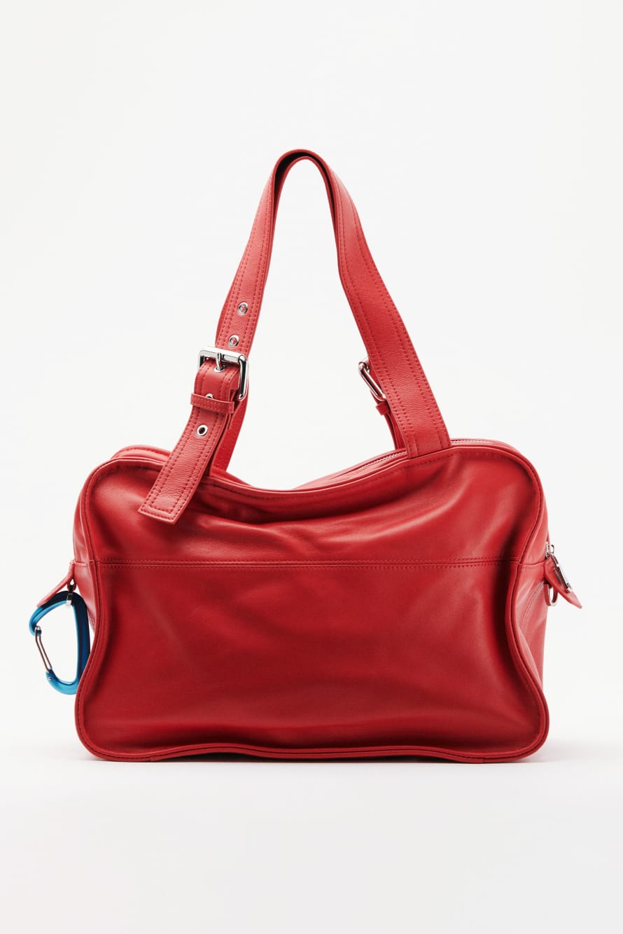 (IM)PERFECTION shopping bag in leather, Red, Patrizia Pepe