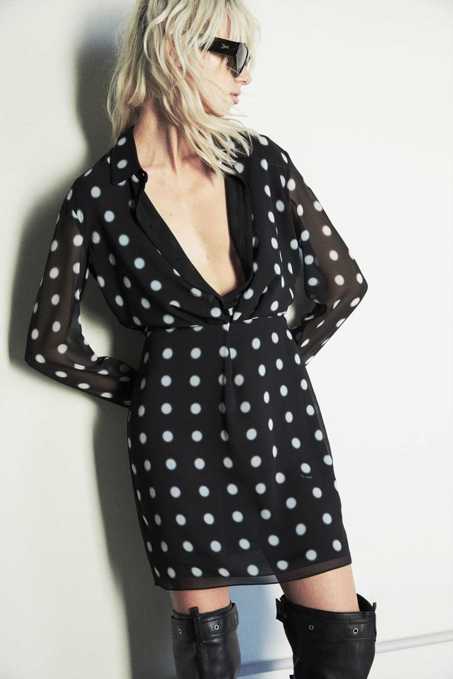 Мини-платье-рубашка в горошек, Черный/Белый, Patrizia Pepe