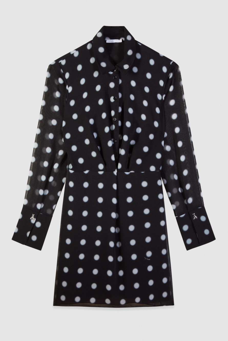 Мини-платье-рубашка в горошек, Черный/Белый, Patrizia Pepe