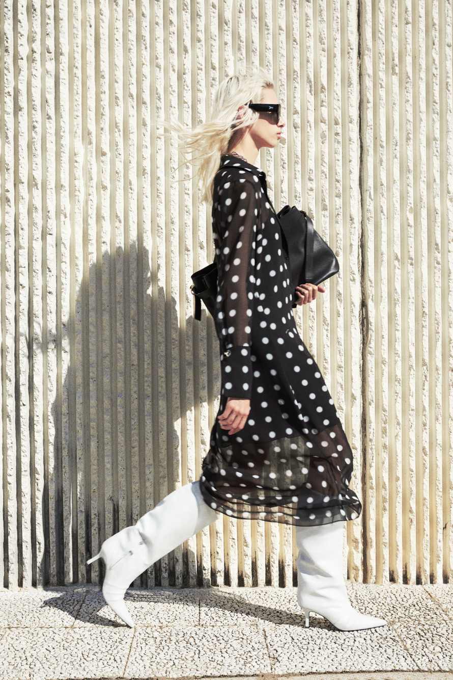 Миди-платье-рубашка в горошек, Черный/Белый, Patrizia Pepe