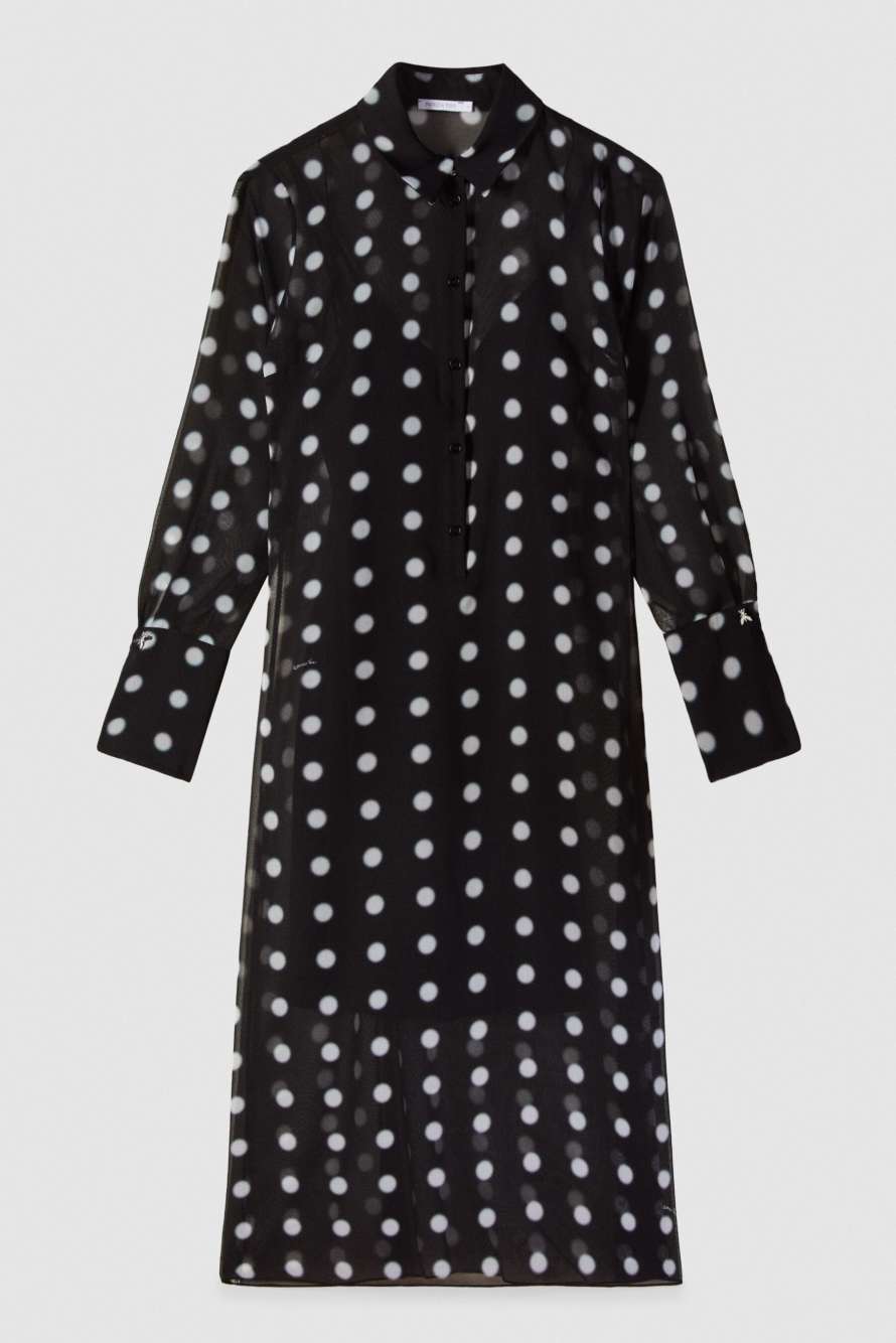 Миди-платье-рубашка в горошек, Черный/Белый, Patrizia Pepe