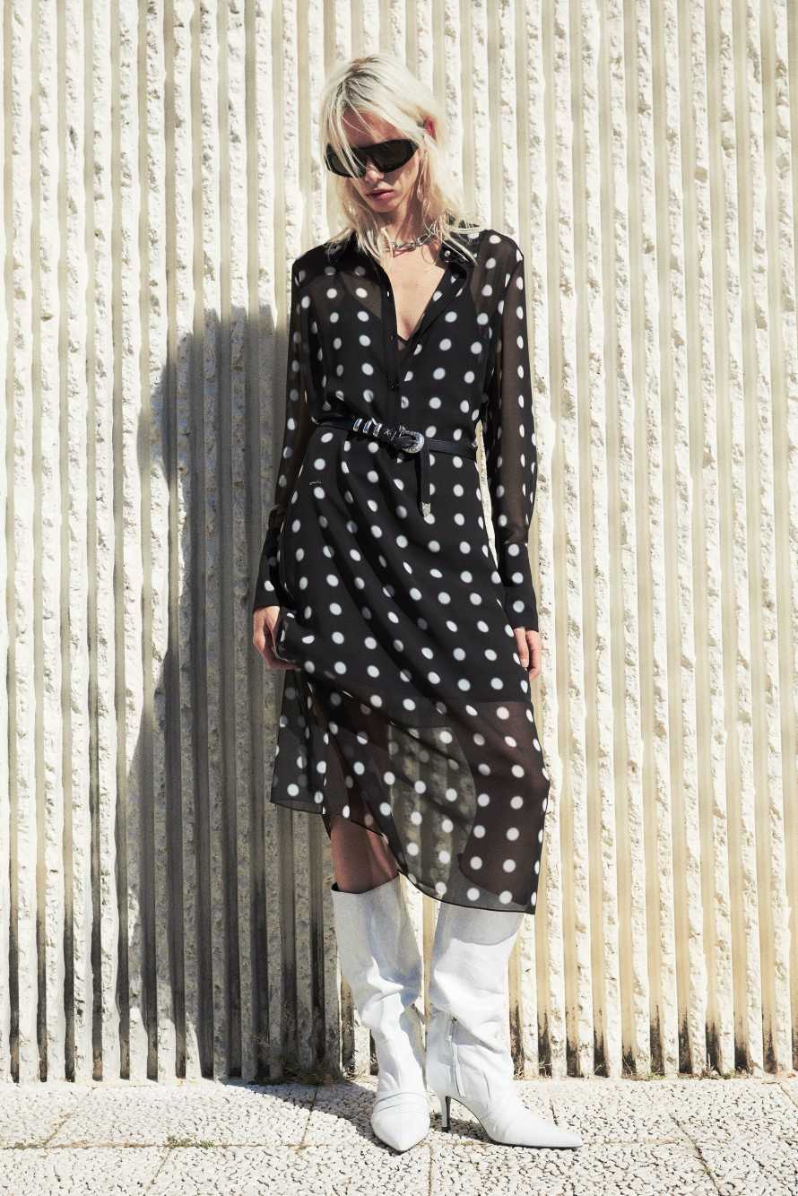 Миди-платье-рубашка в горошек, Черный/Белый, Patrizia Pepe