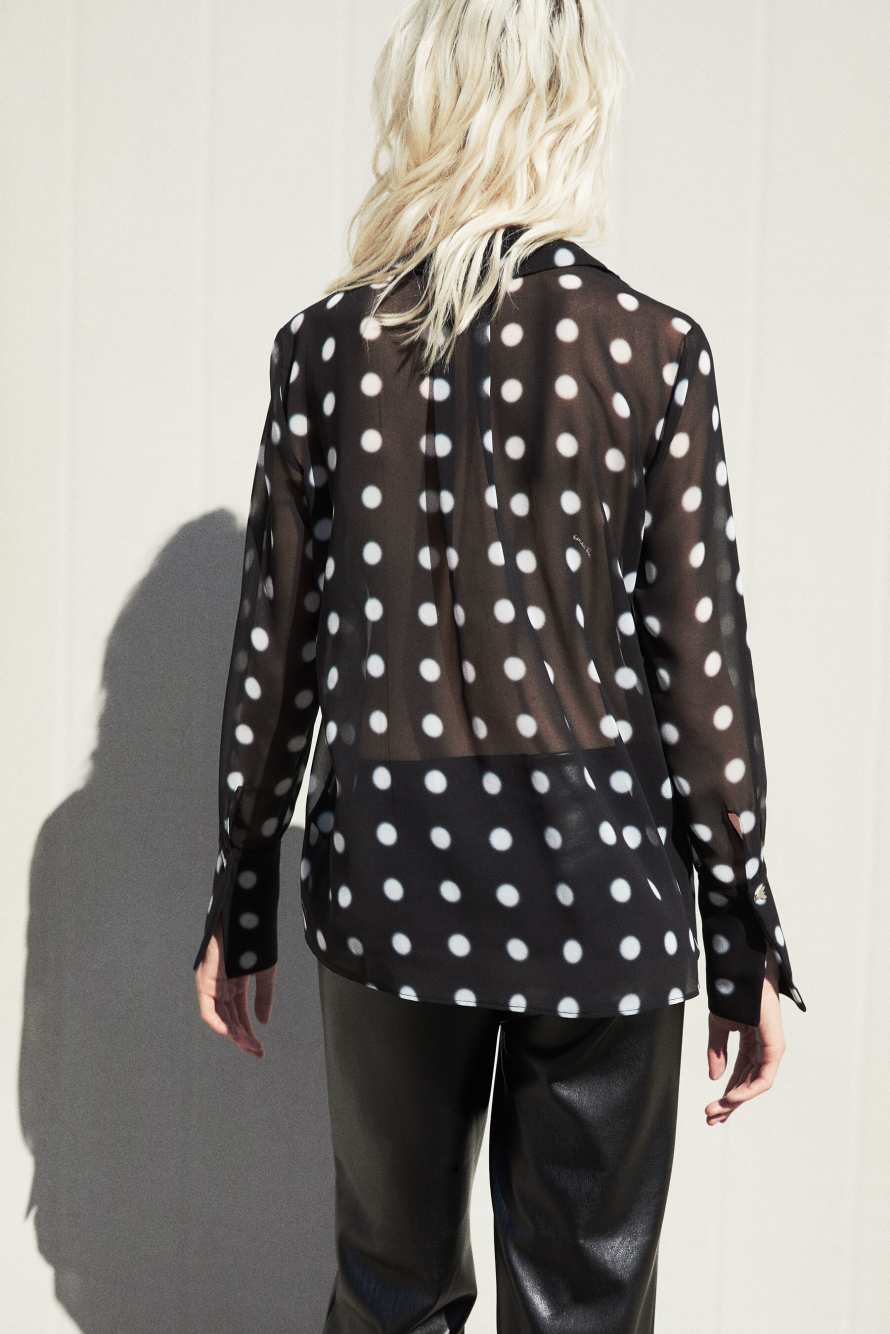 Fluid polka-dot shirt, Black/White, Patrizia Pepe
