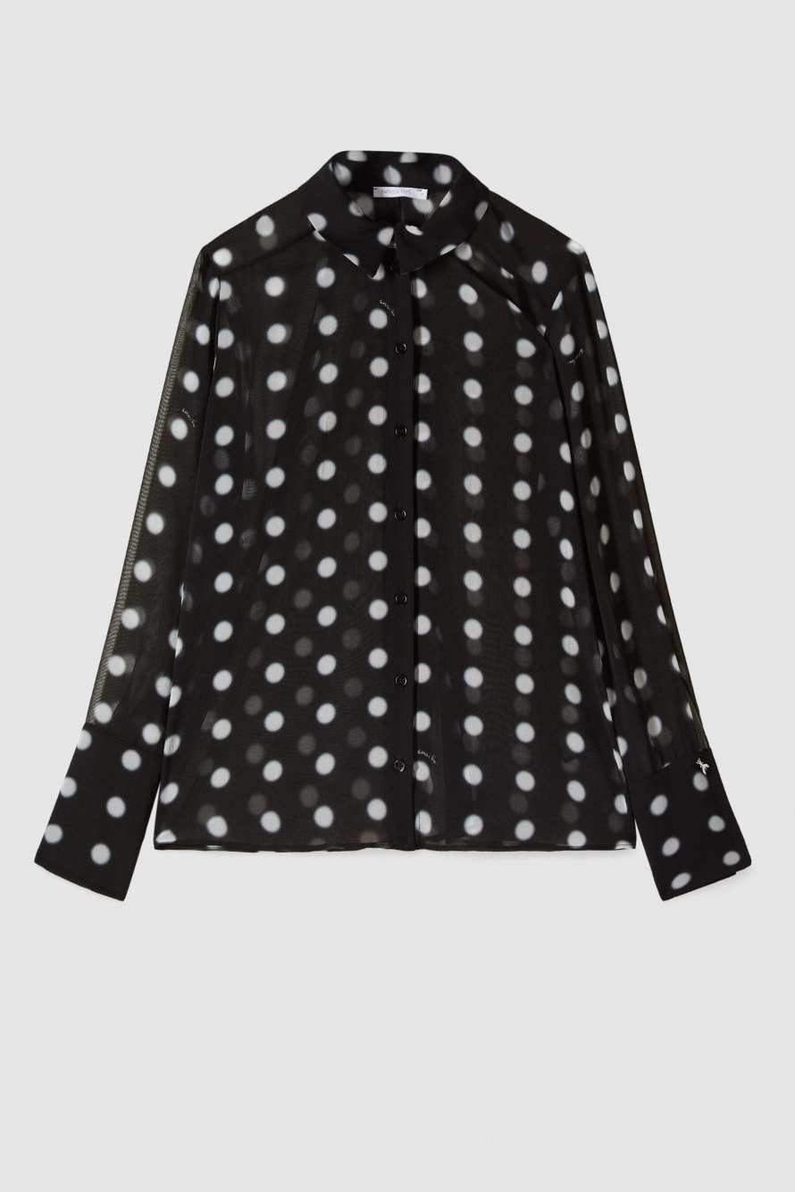 Fluid polka-dot shirt, Black/White, Patrizia Pepe