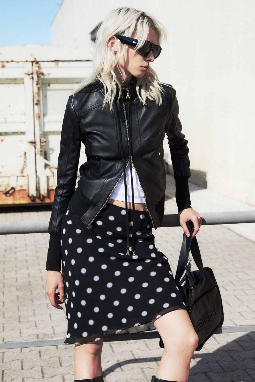 Midi skirt with polka dots, Black/White, Patrizia Pepe