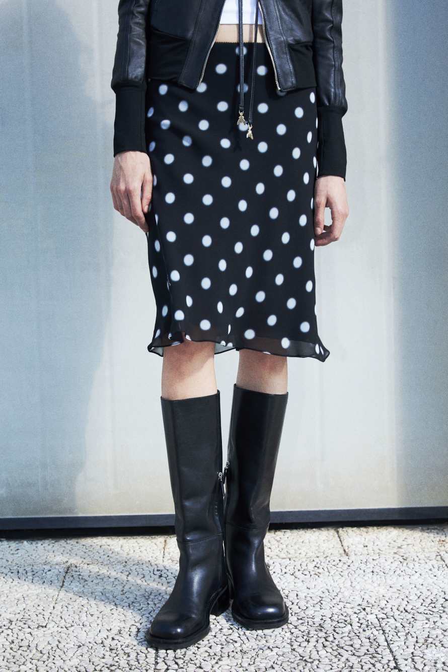Midi skirt with polka dots, Black/White, Patrizia Pepe