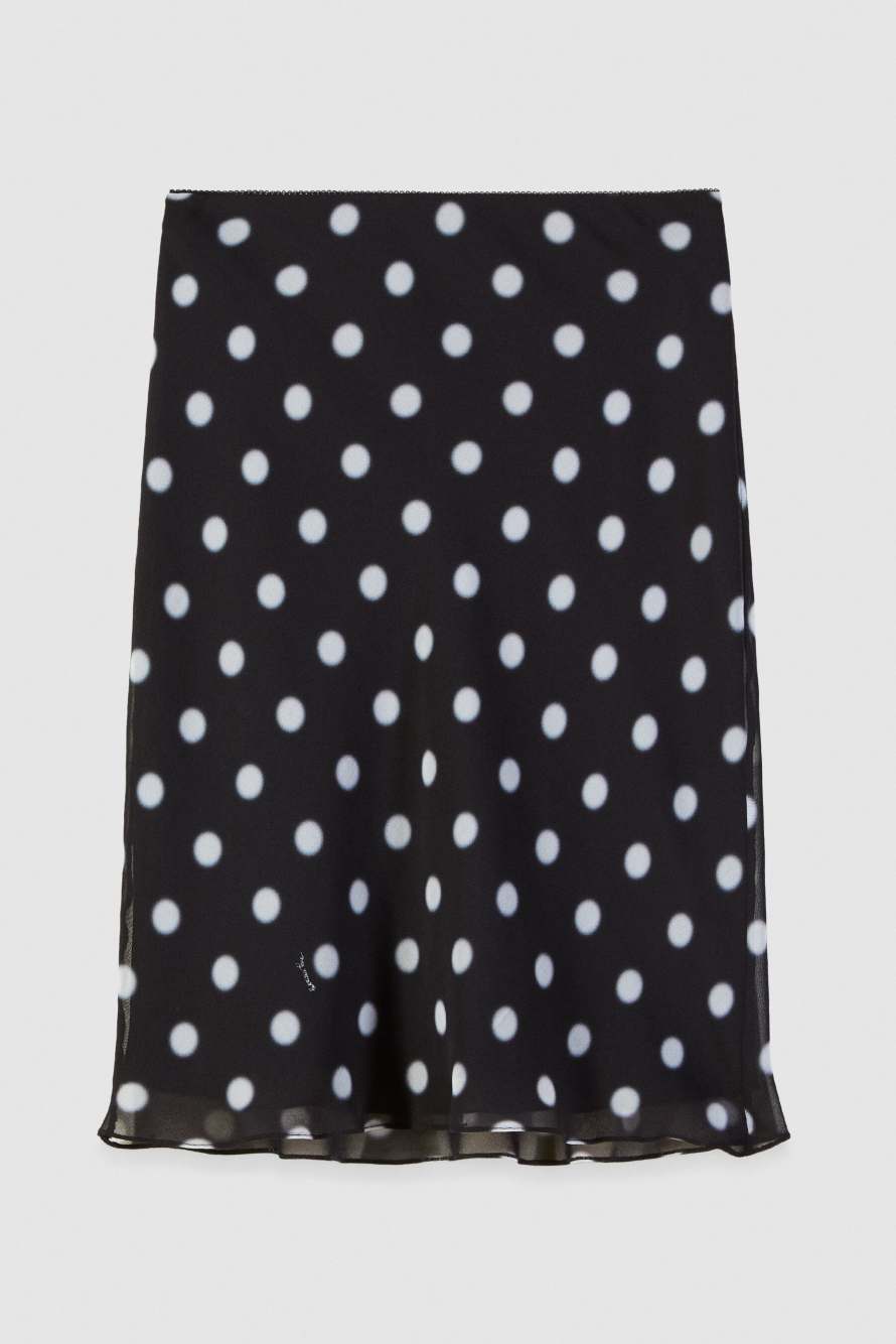 Midi skirt with polka dots, Black/White, Patrizia Pepe