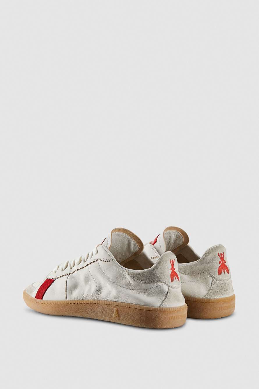 SKIN Sneakers in leather with lettering, White/Red, Patrizia Pepe