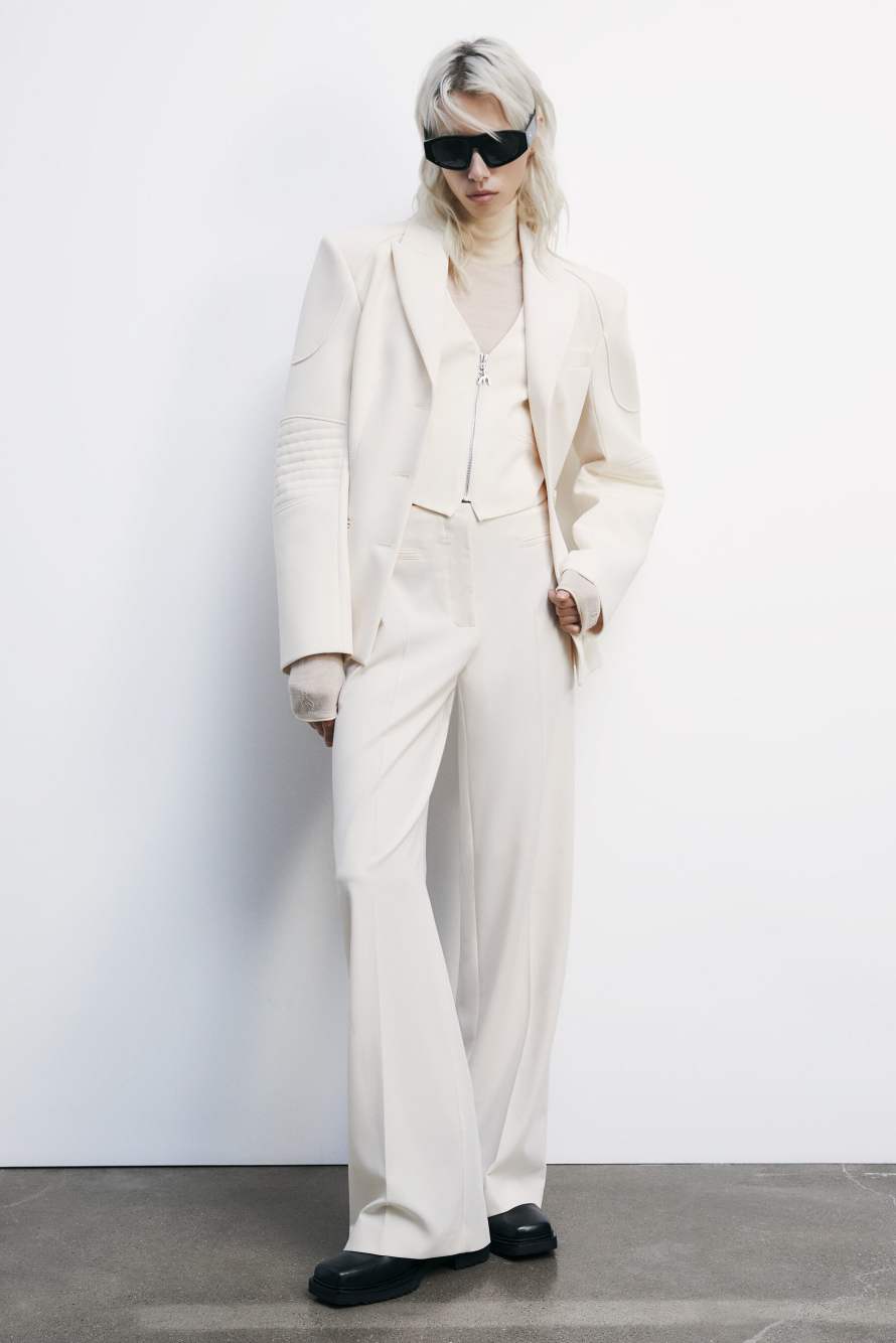 "ESSENTIAL" tailored vest with zipper, White, Patrizia Pepe