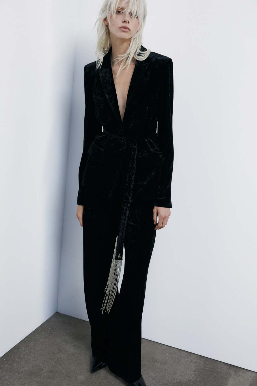 Бархатный шарф с бижутерией, Черный, Patrizia Pepe