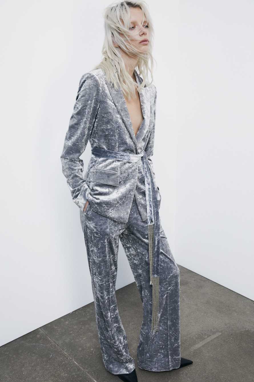 Бархатный шарф с бижутерией, Серый, Patrizia Pepe