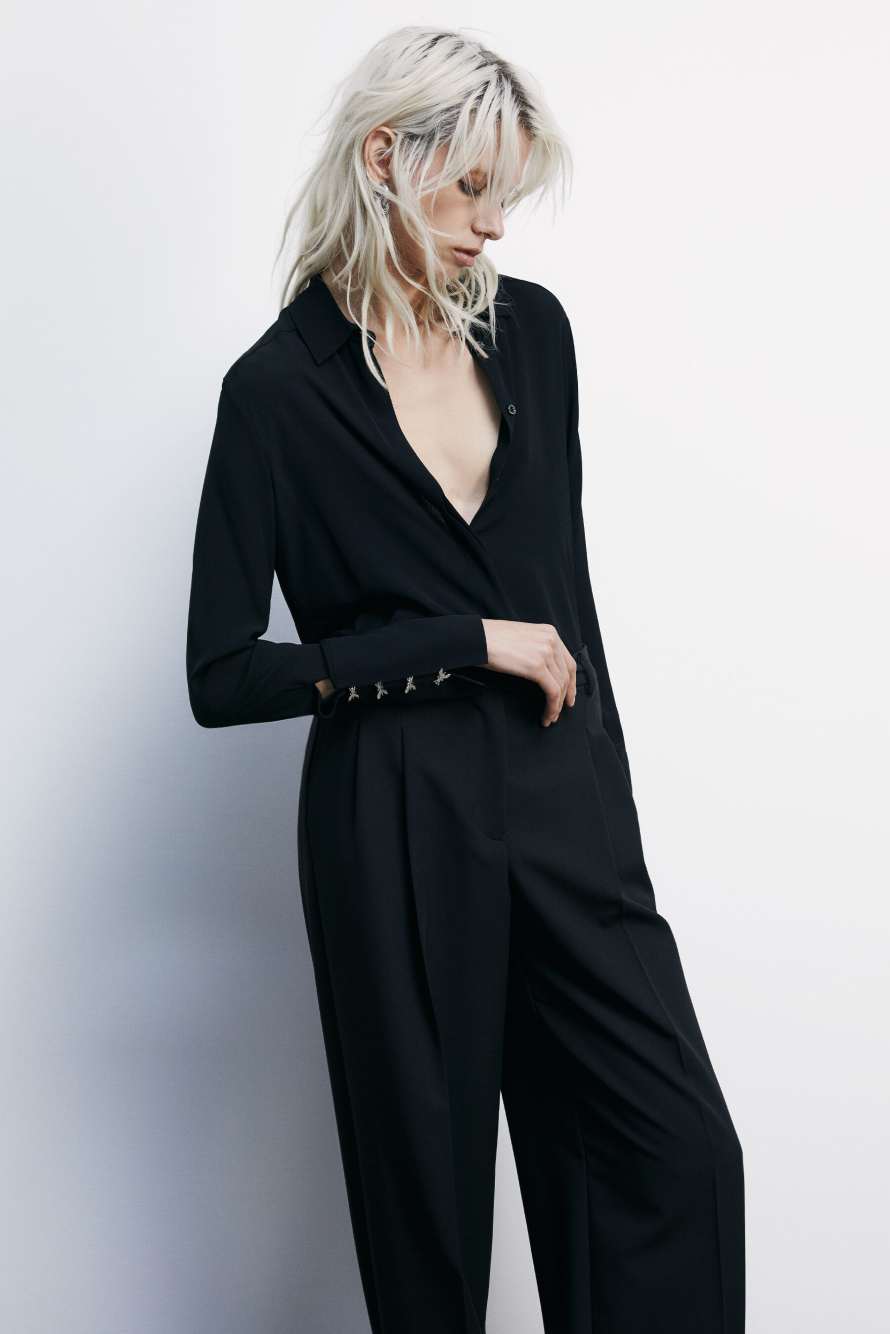 "ESSENTIAL" fluid viscose shirt, Black, Patrizia Pepe