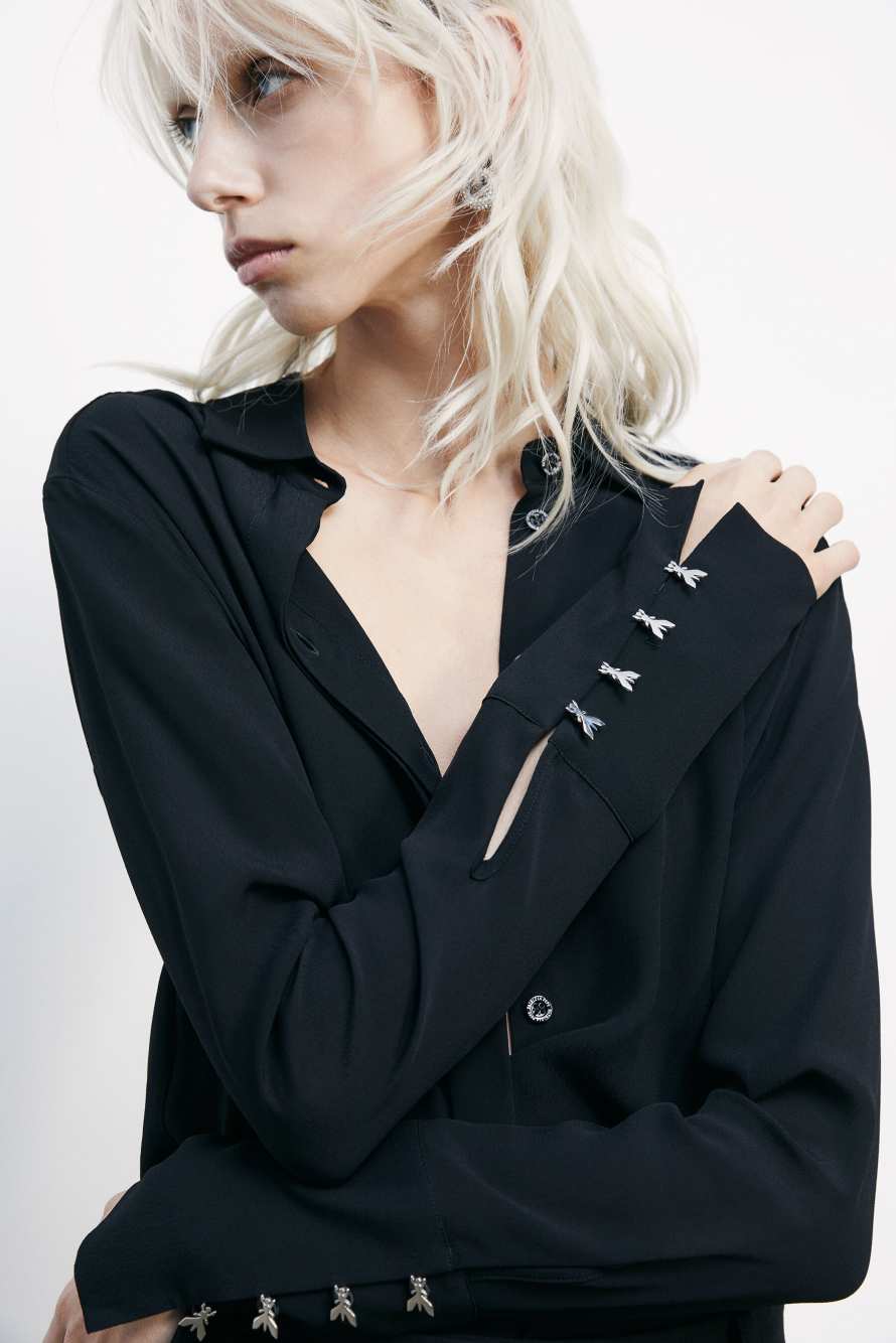 "ESSENTIAL" fluid viscose shirt, Black, Patrizia Pepe