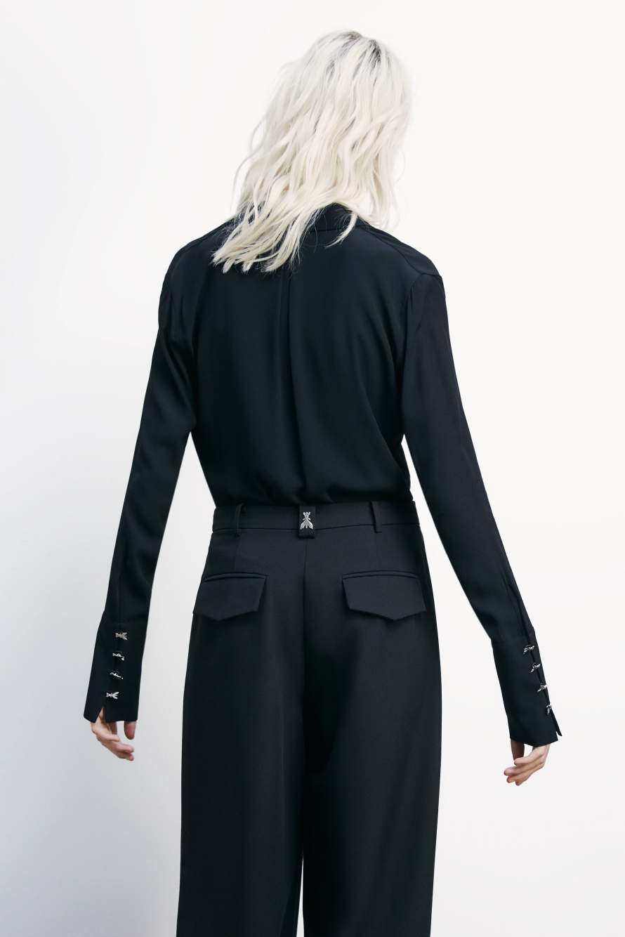 "ESSENTIAL" fluid viscose shirt, Black, Patrizia Pepe