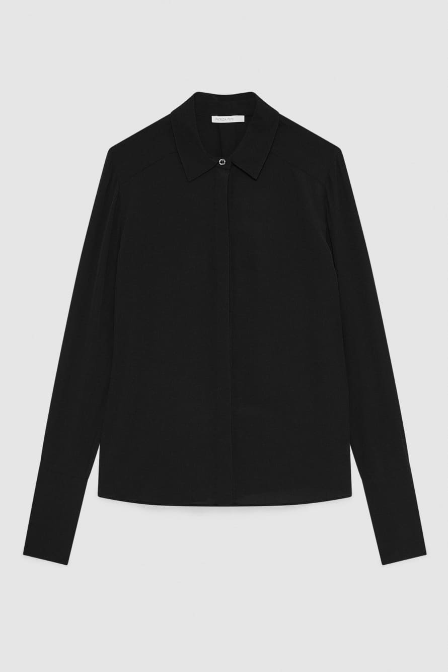 "ESSENTIAL" fluid viscose shirt, Black, Patrizia Pepe