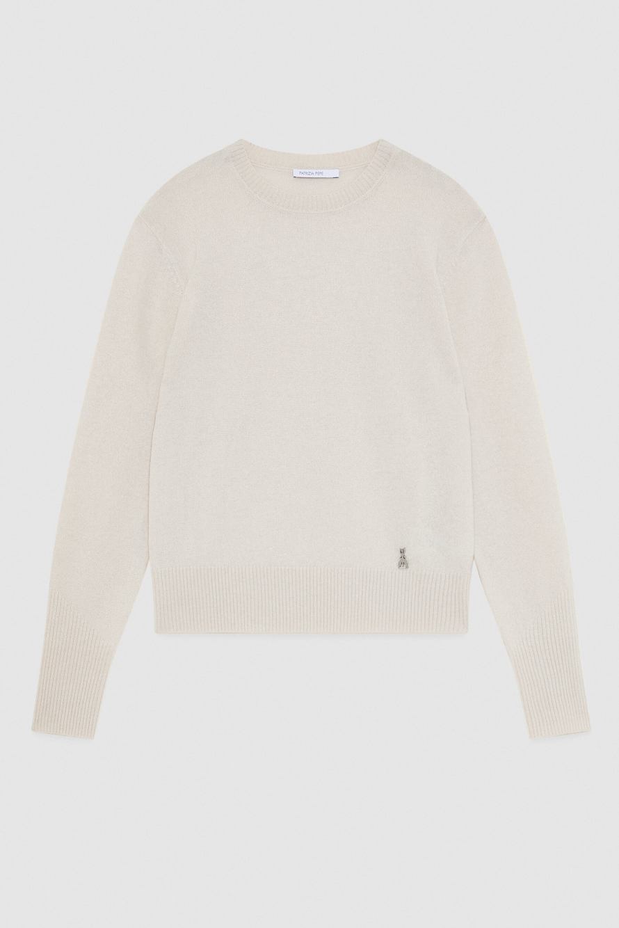 Crew neck cashmere sweater, Beige, Patrizia Pepe