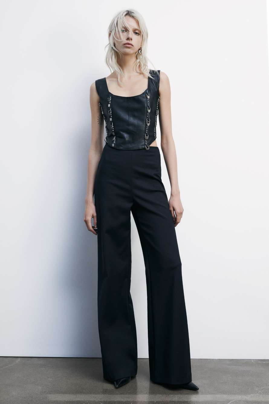 Брюки палаццо с высокой посадкой на талии, Черный, Patrizia Pepe