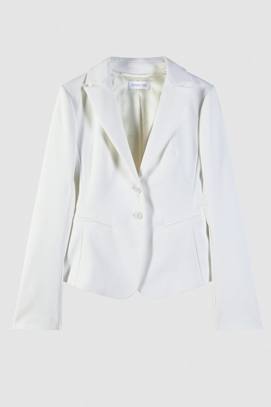 Узкий пиджак на 2 пуговицах, Белый, Patrizia Pepe