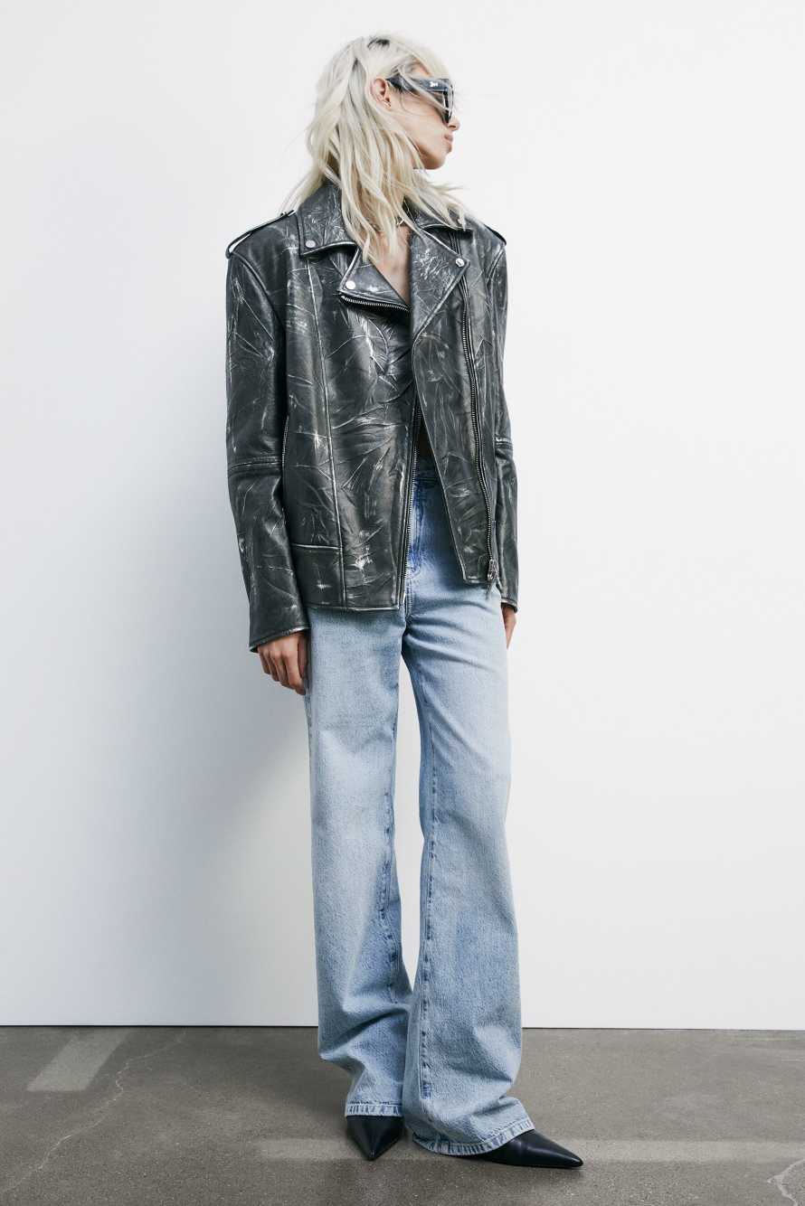 Оверсайз байкерская куртка (IM)PERFECTION из жатой кожи, чёрный, Patrizia Pepe