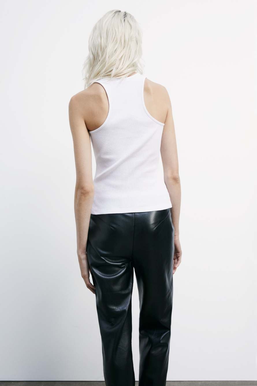 Ribbed cotton tank top, White, Patrizia Pepe