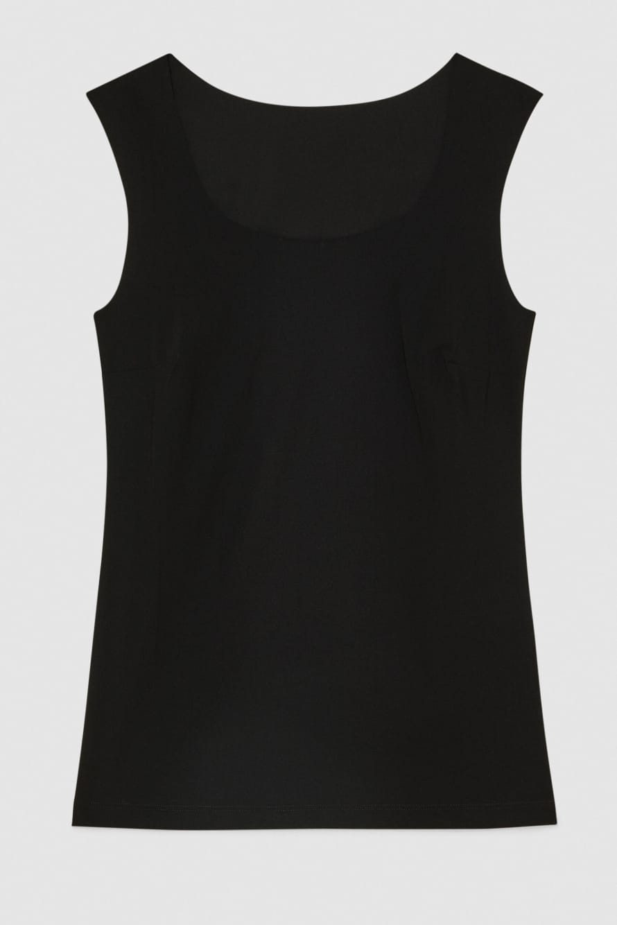 Camiseta sin mangas de punto el&aacute;stico, Negro